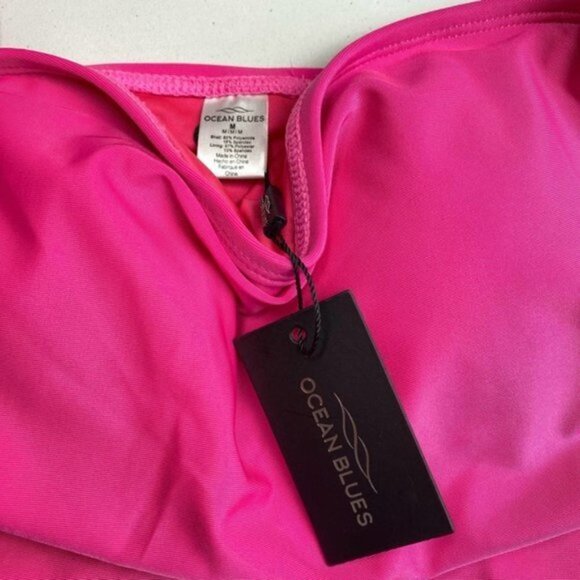 NWT OCEAN BLUES Adjustable Straps Bandeau One Piece Swimsuit Sz Medium - Picture 2 of 3